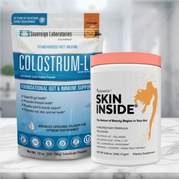Gut & Skin Harmony Bundle: Skin Inside + 12oz Colostrum-LD, Natural Orange Flavor