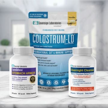 Ultimate Gut Health Bundle :: Overnight Cleanse + Stomach Armor + 12oz Colostrum-LD, Vanilla Flavor
