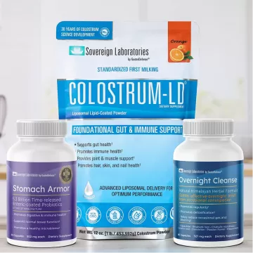 Ultimate Gut Health Bundle :: Overnight Cleanse + Stomach Armor + 12oz Colostrum-LD, Orange Flavor