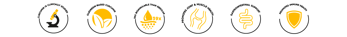 Curcumin Product Benefits Icons